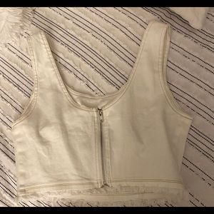 Cropped white denim shirt! NEVER WORN😍